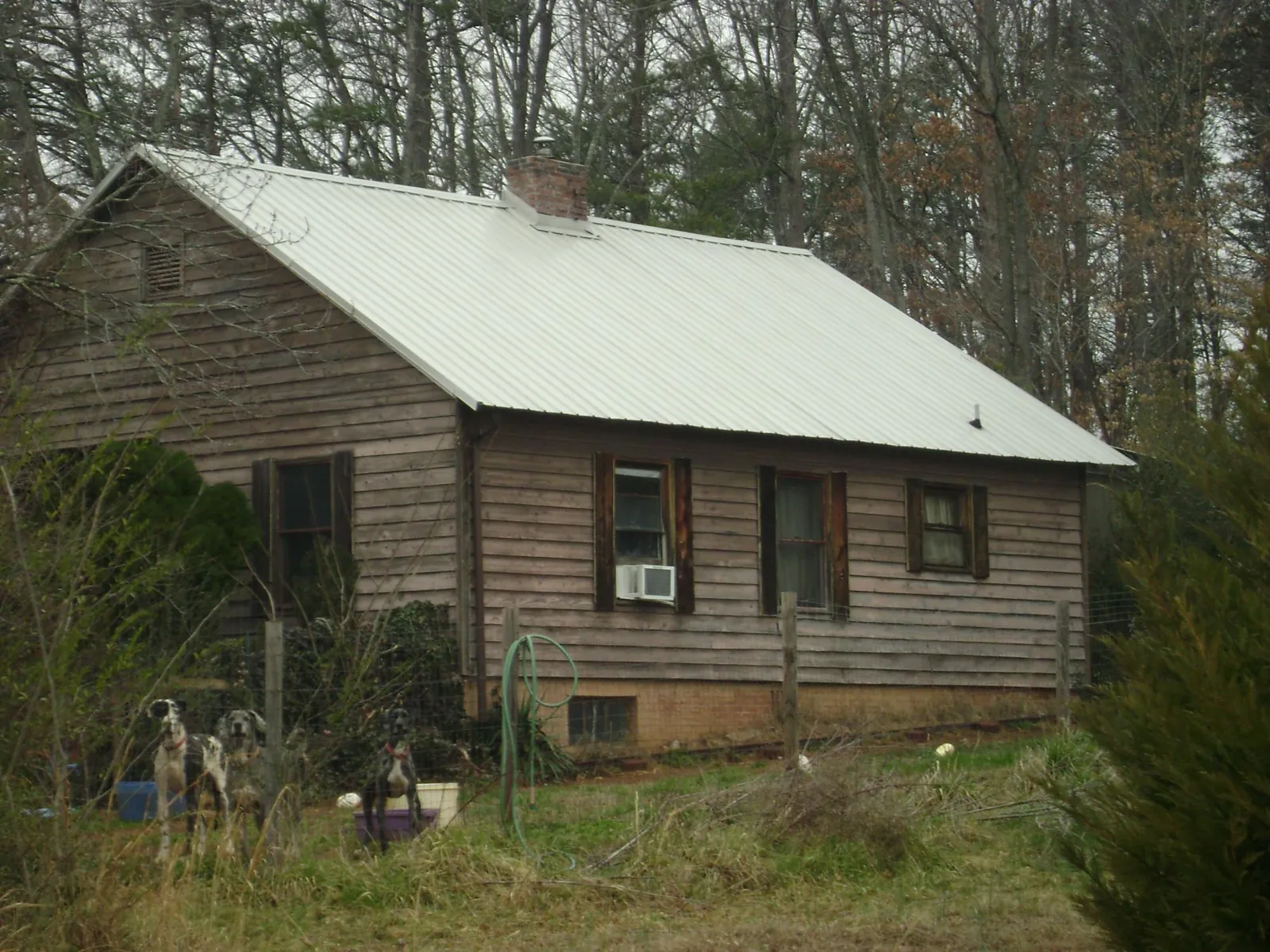 White metal roof on an old wood sided farmhouse, from a Metal Roof Installation job in Harpswell